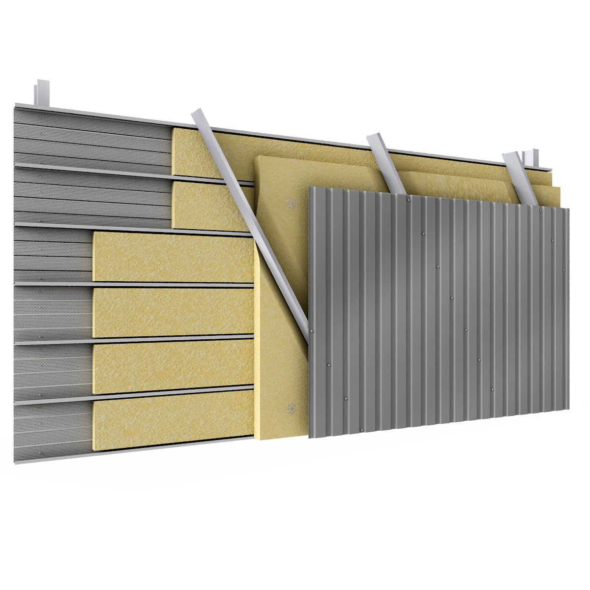 Panneaux isolants nervurés pour bardage horizontal ou vertical